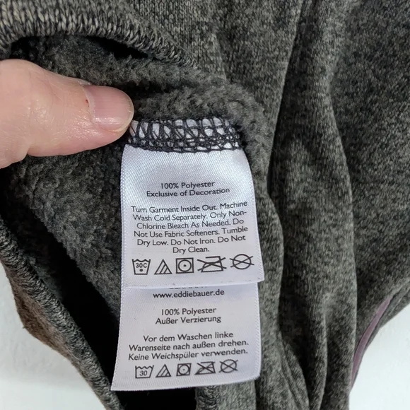 Eddie Bauer Fleece Lined Heather Grey Men's Zip Up Vest SZ L Outdoors Hiking - Picture 6 of 8